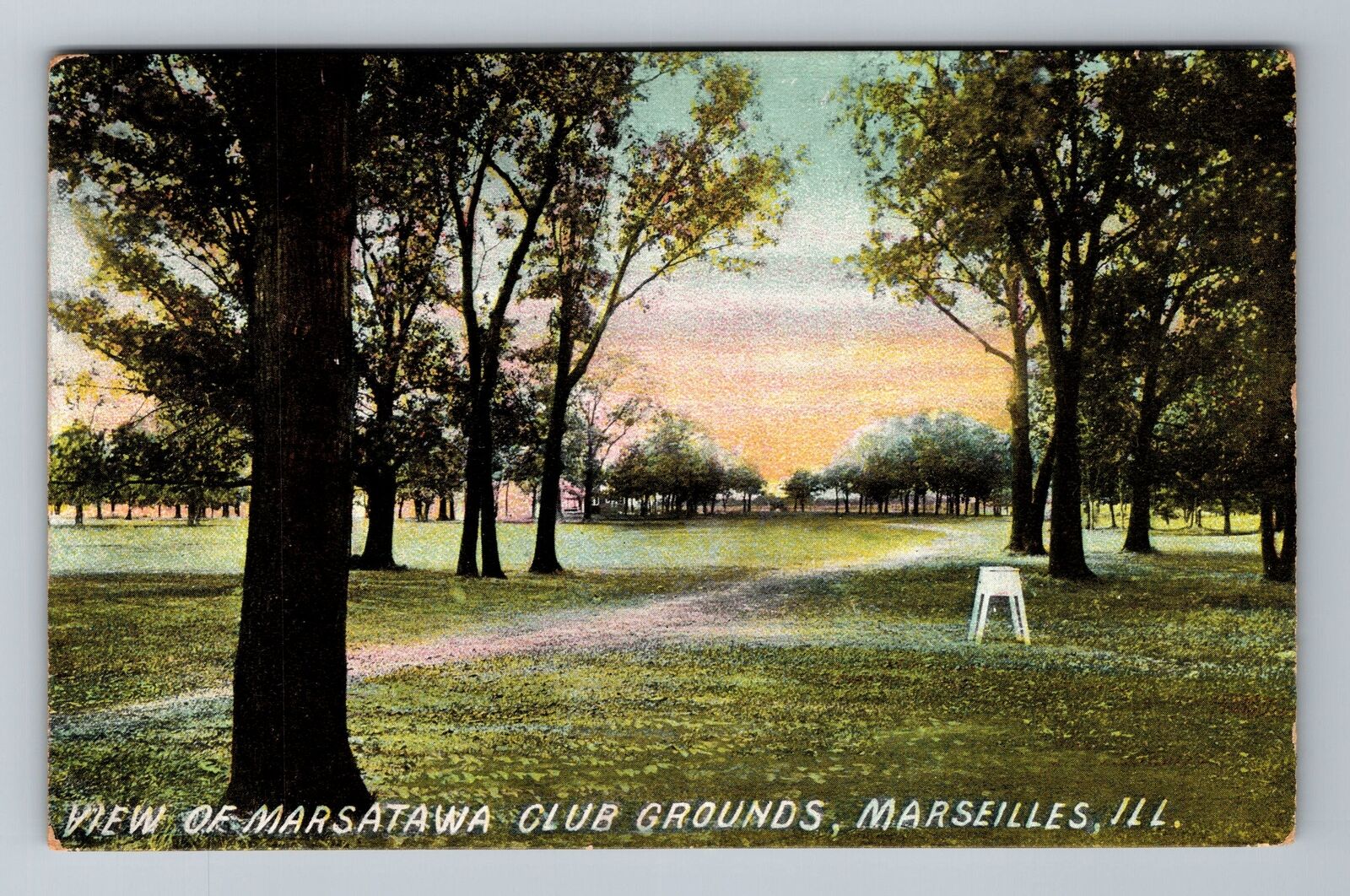 Marseilles IL-Illinois, Marsatawa Club Grounds, Vintage c1911 Postcard
