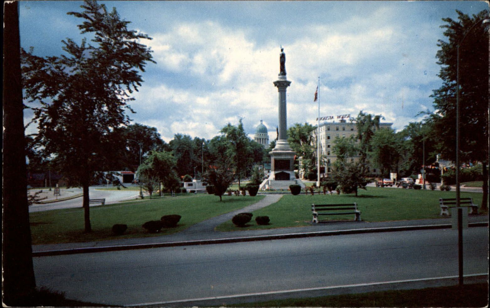 Maine Augusta circle State Capitol from American Legion ~ 1950s-60s sku685