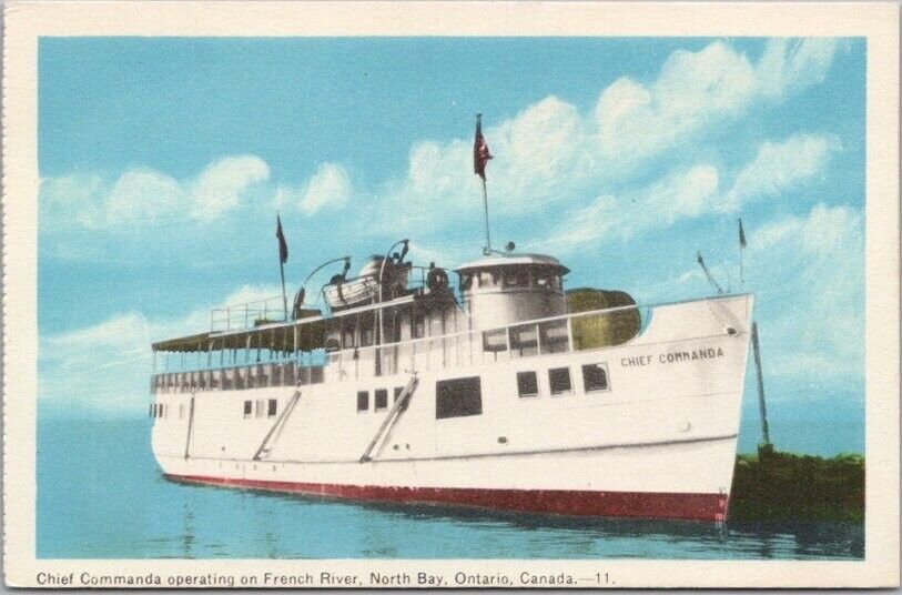 NORTH BAY Ont Canada Great Lakes Ship Postcard \