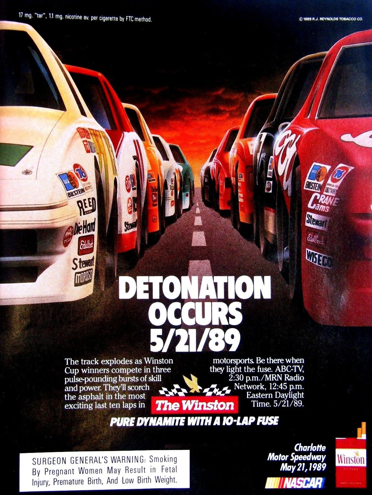 1989 Winston Cup Vintage DETONATION Original Print Ad 8.5 x 11 \
