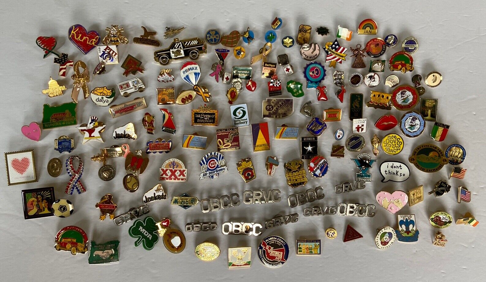 Large Pin Back Lot - Variety of Categories - 1 Lbs 8 oz. Total Weight Read Notes