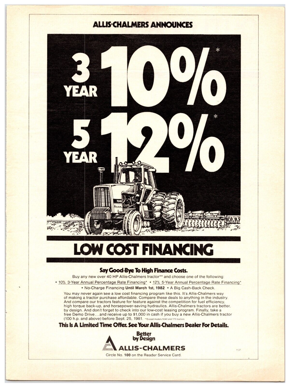 1981 Allis-Chalmers Tractors Sales - Original Print Advertisement (8in x 11in)