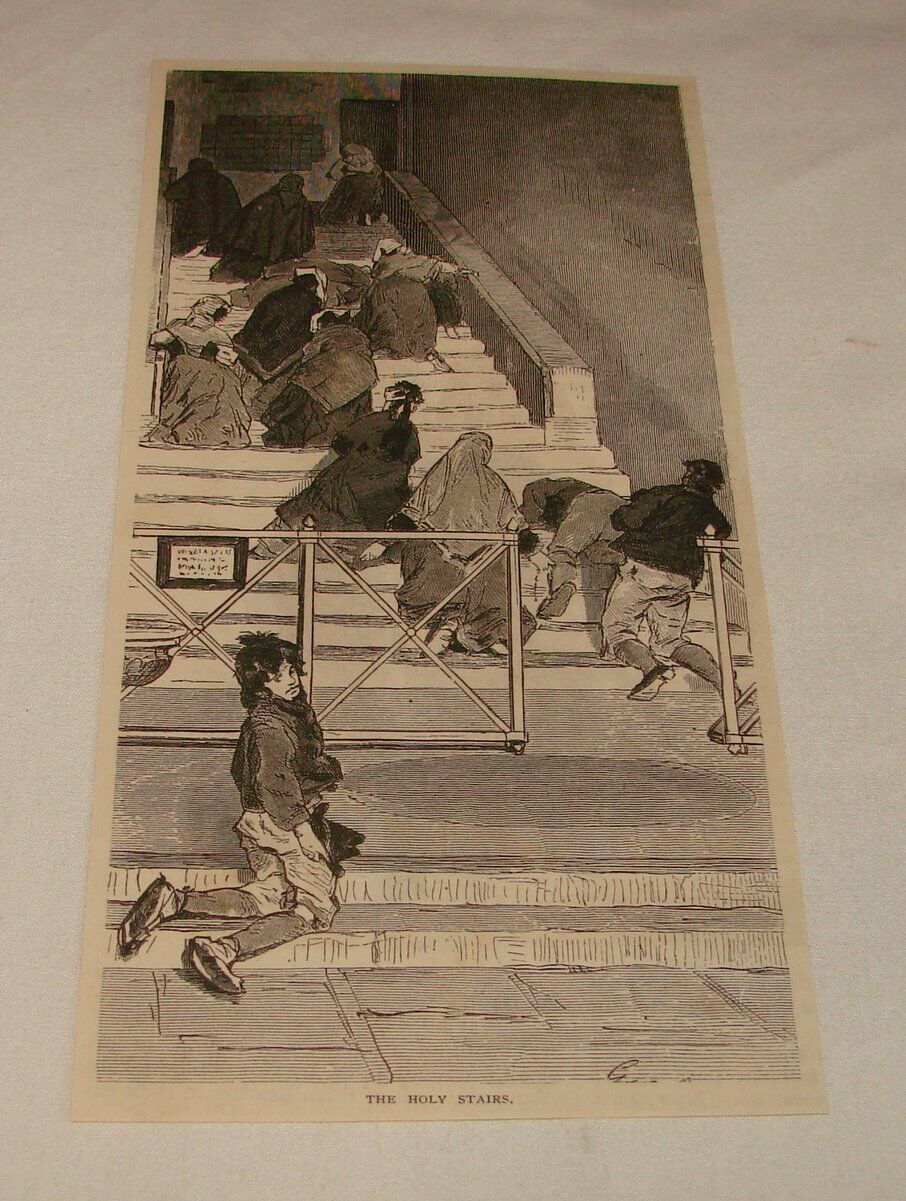 1876 magazine engraving ~ HOLY STAIRS, Rome