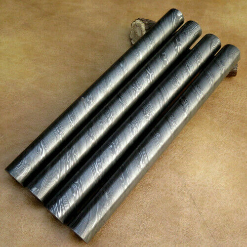  Lot of 4 12 Inch Damascus Steel Rod Billet Bar Custom Handmade Twist Pattern