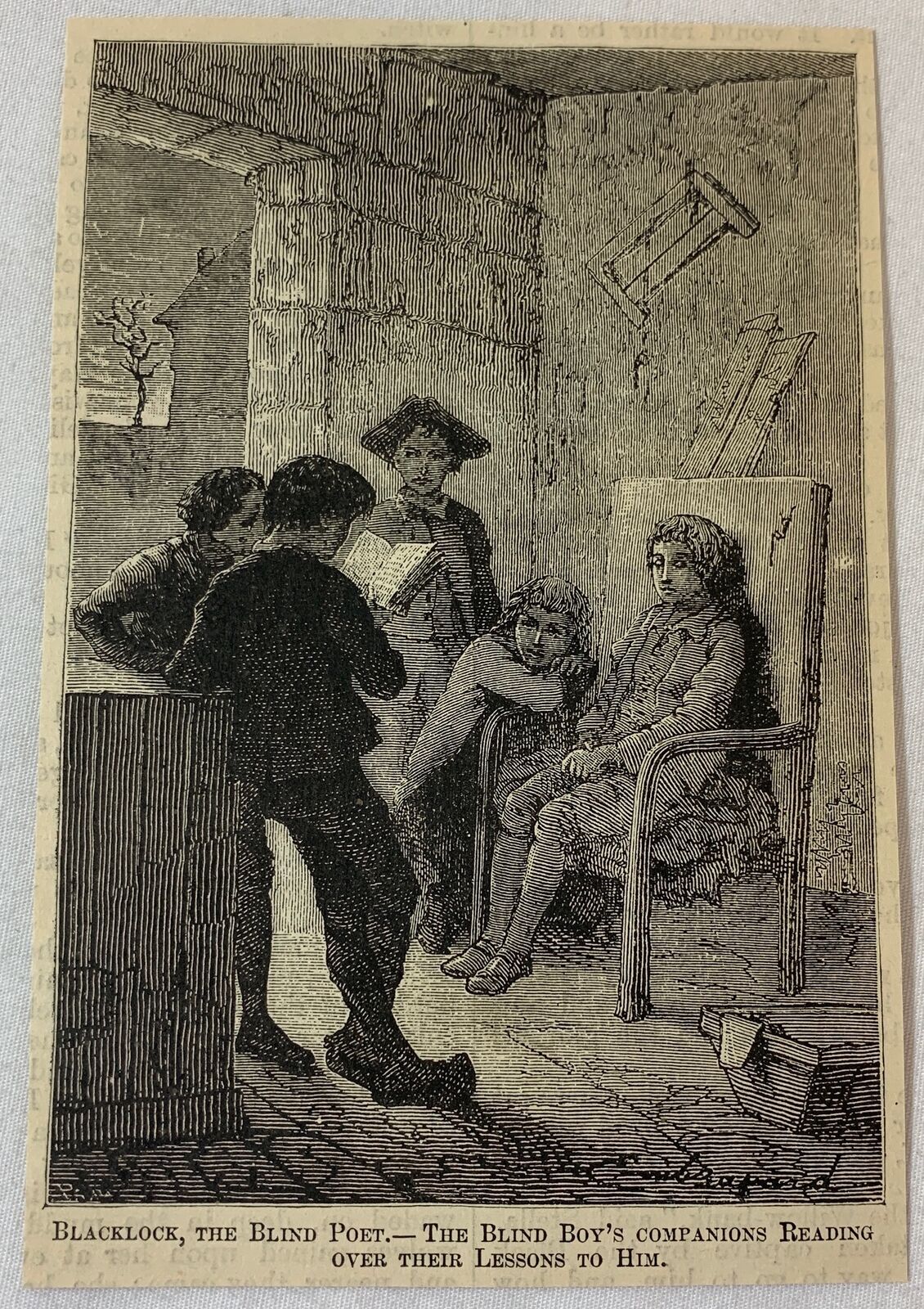 1879 magazine engraving ~ THOMAS BLACKLOCK the blind poet as a boy