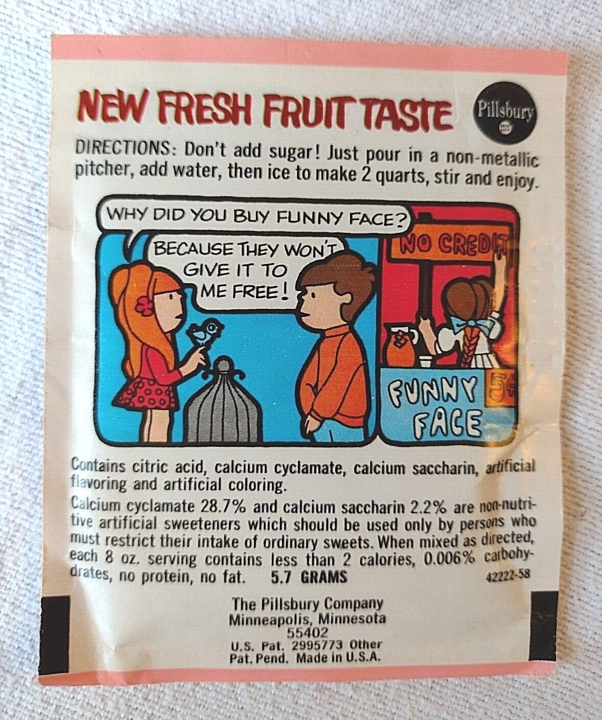 FUNNY FACE Pillsbury CAPTAIN BLACK CHERRY Sealed Pack VTG DRINK MIX 1970s-90s