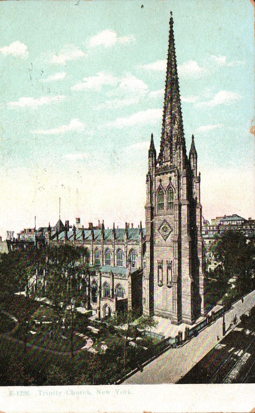 Vintage Postcard of Trinity Church in New York Posted 1908