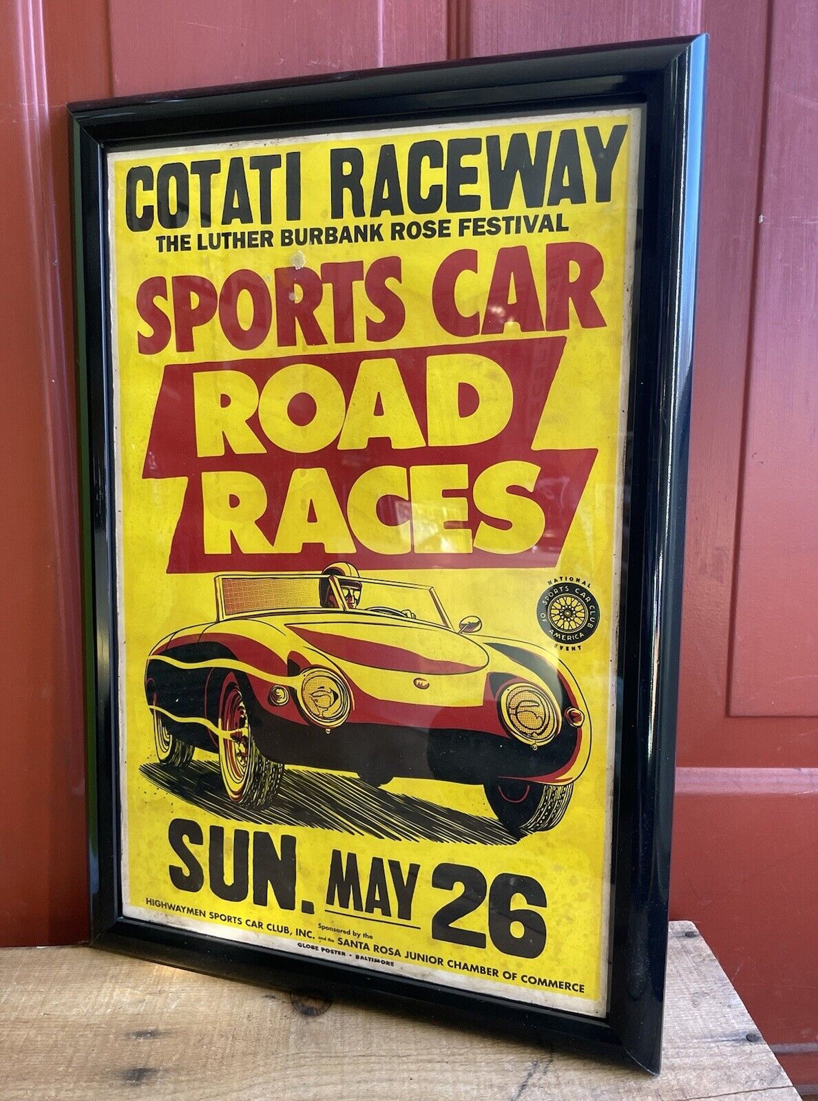 Framed 50s/60s Cotati Raceway Cali Sports Car Road Races Poster Sign Lotus Elan