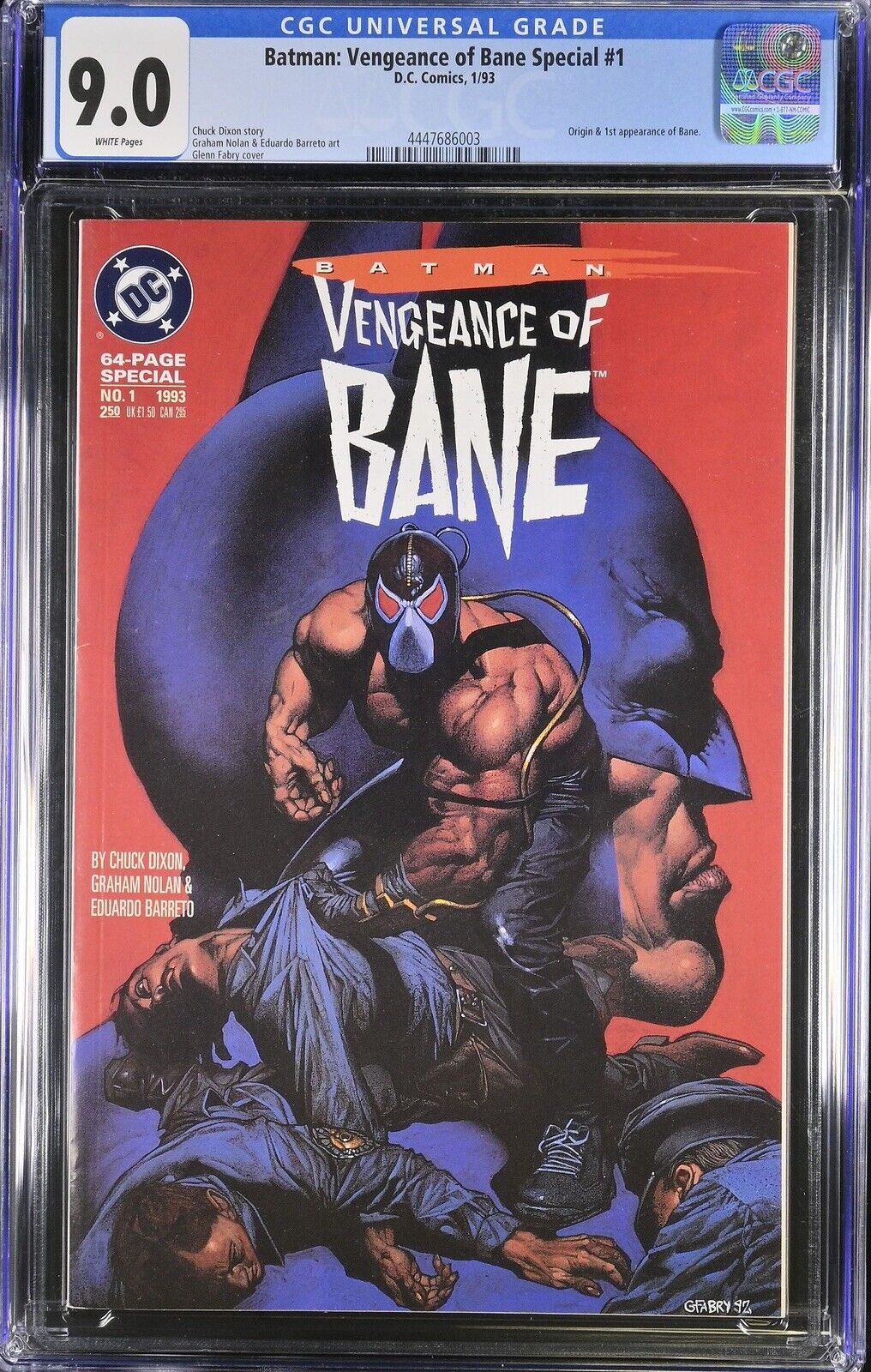 Batman: Vengeance of Bane Special #1 CGC 9.0 DC 1993 1st Bane 1993 White Pages