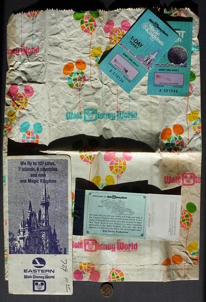 1984 Orlando Florida Walt Disney World Eastern Airlines trip 5 piece ticket set-