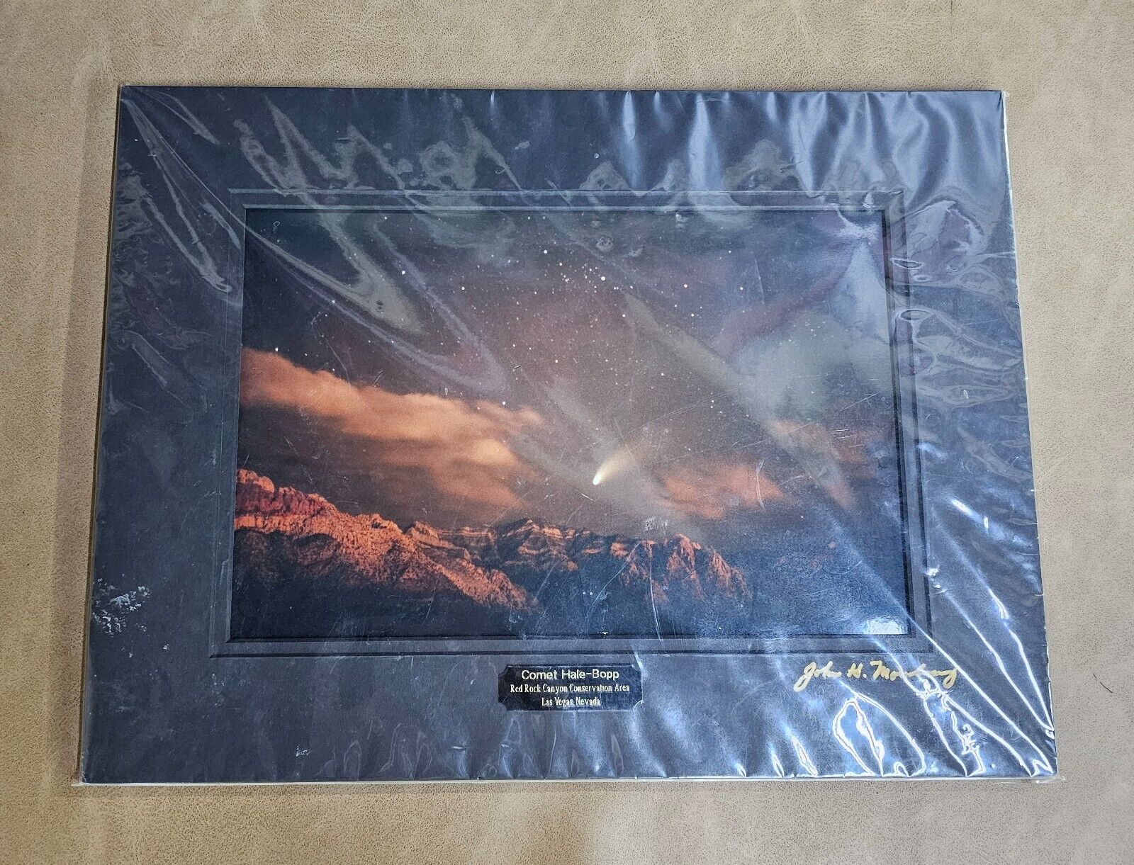 Comet Hale-Bopp Bridge Mountain Photograph Signed 1997 John H. Mowbray 12” x 16”