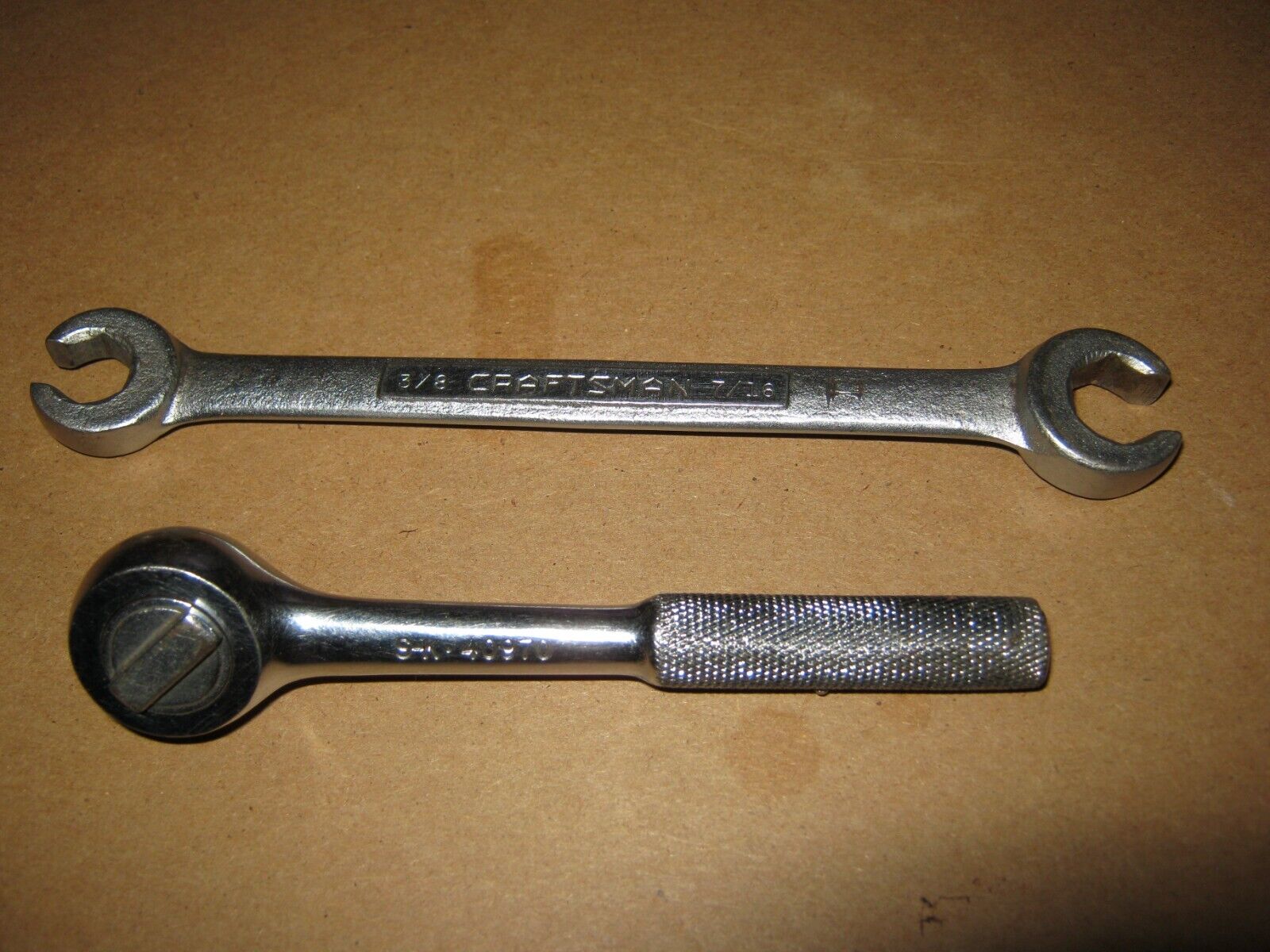 S-K  1/4 inch socket wrench & craftsman 3/8x7/16 line wrench-used in  good cond.