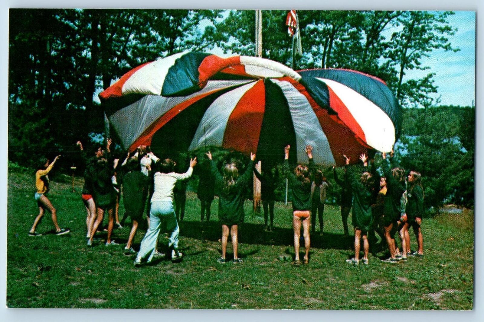 Auburn Wisconsin WI Postcard Camp Norwesco Girl Scout Council Parachute c1960\'s