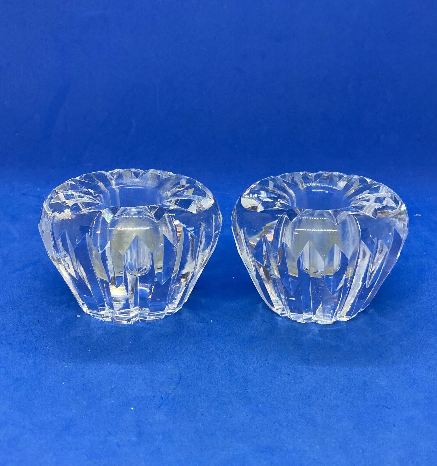 Vintage 1980s Waterford Crystal Glass Candle Holder Votive Set Home Decor 26