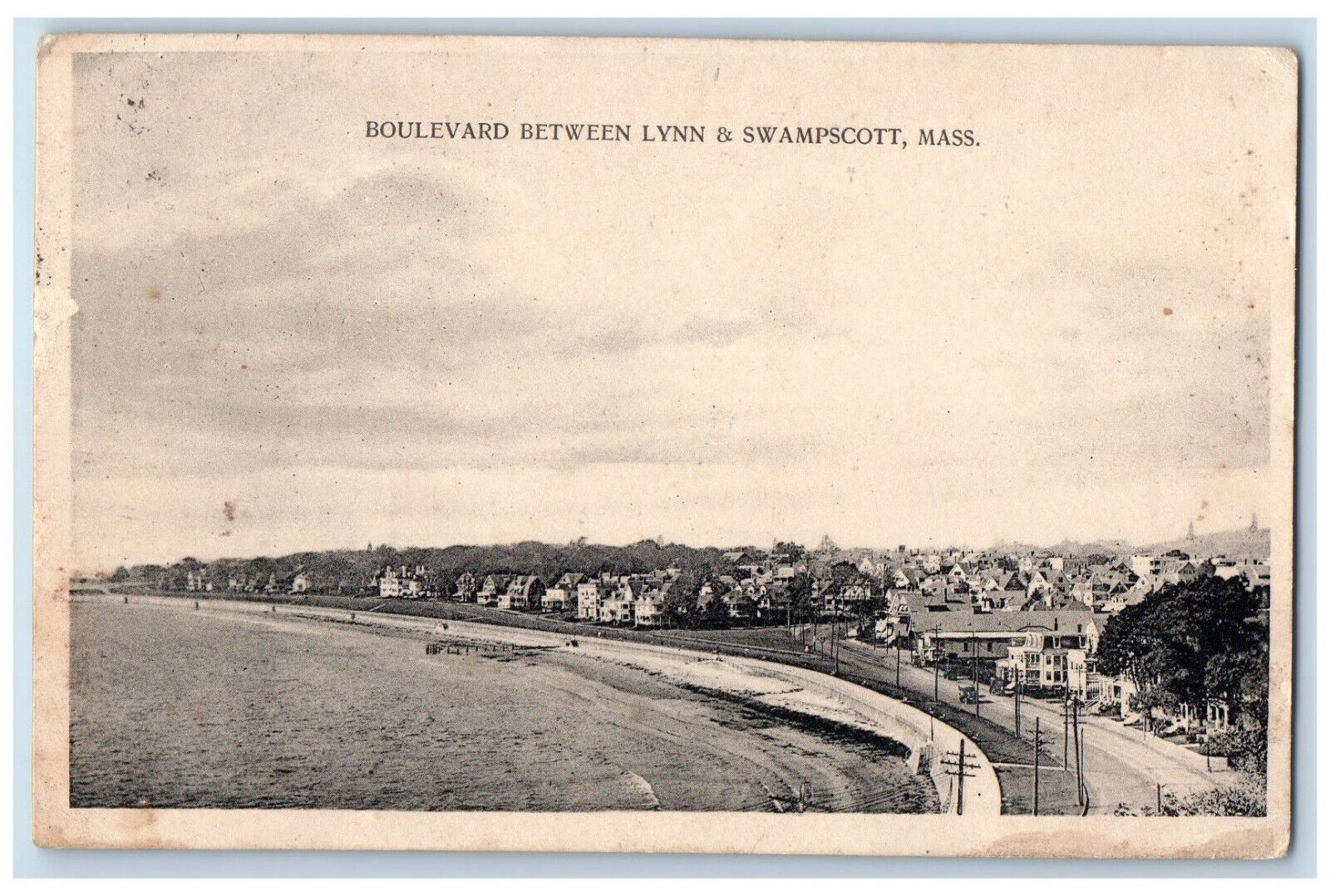 c1920\'s Boulevard Between Lynn & Swampscott Massachusetts MA Postcard