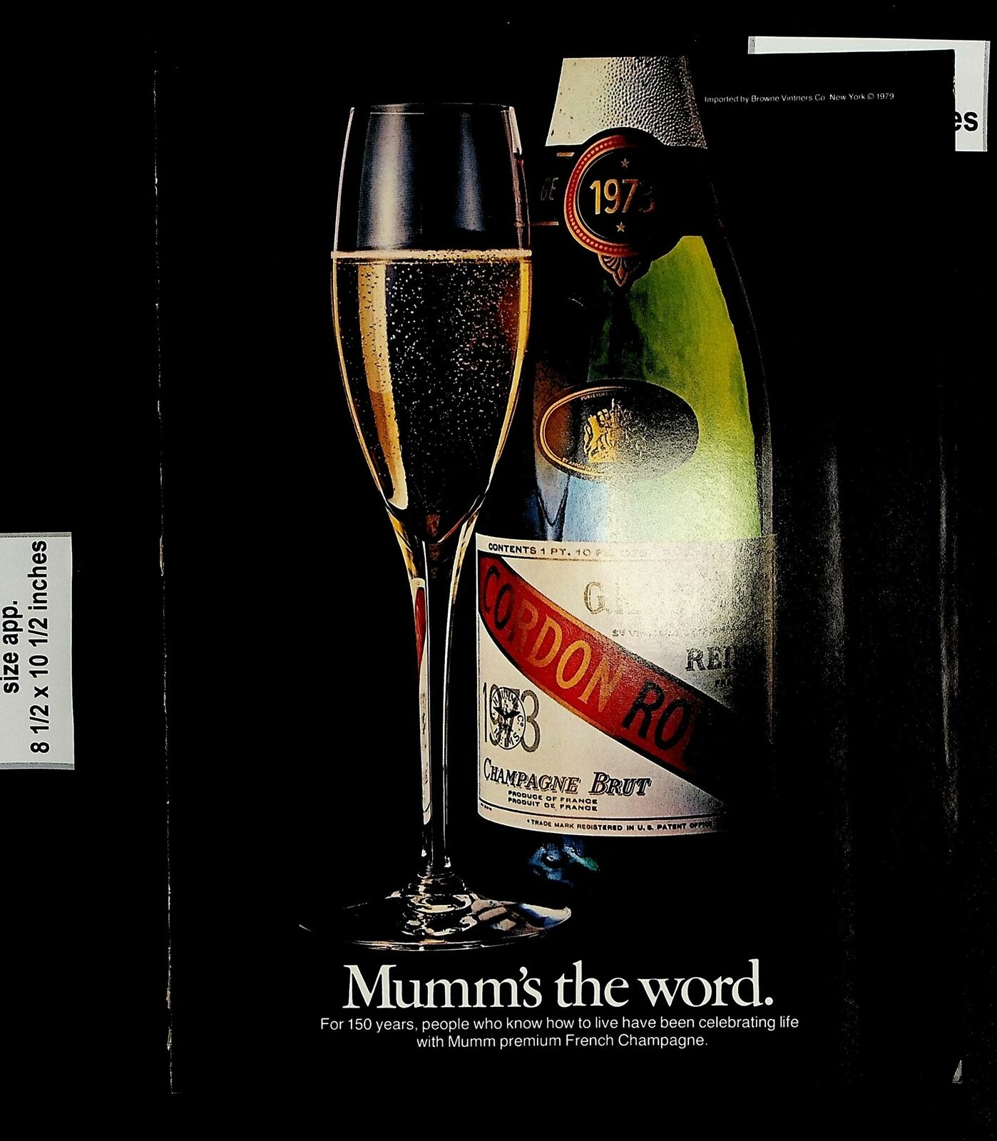 1979 Mumm\'s Cordon Rouge Champagne Brut Vintage Print Ad 7067