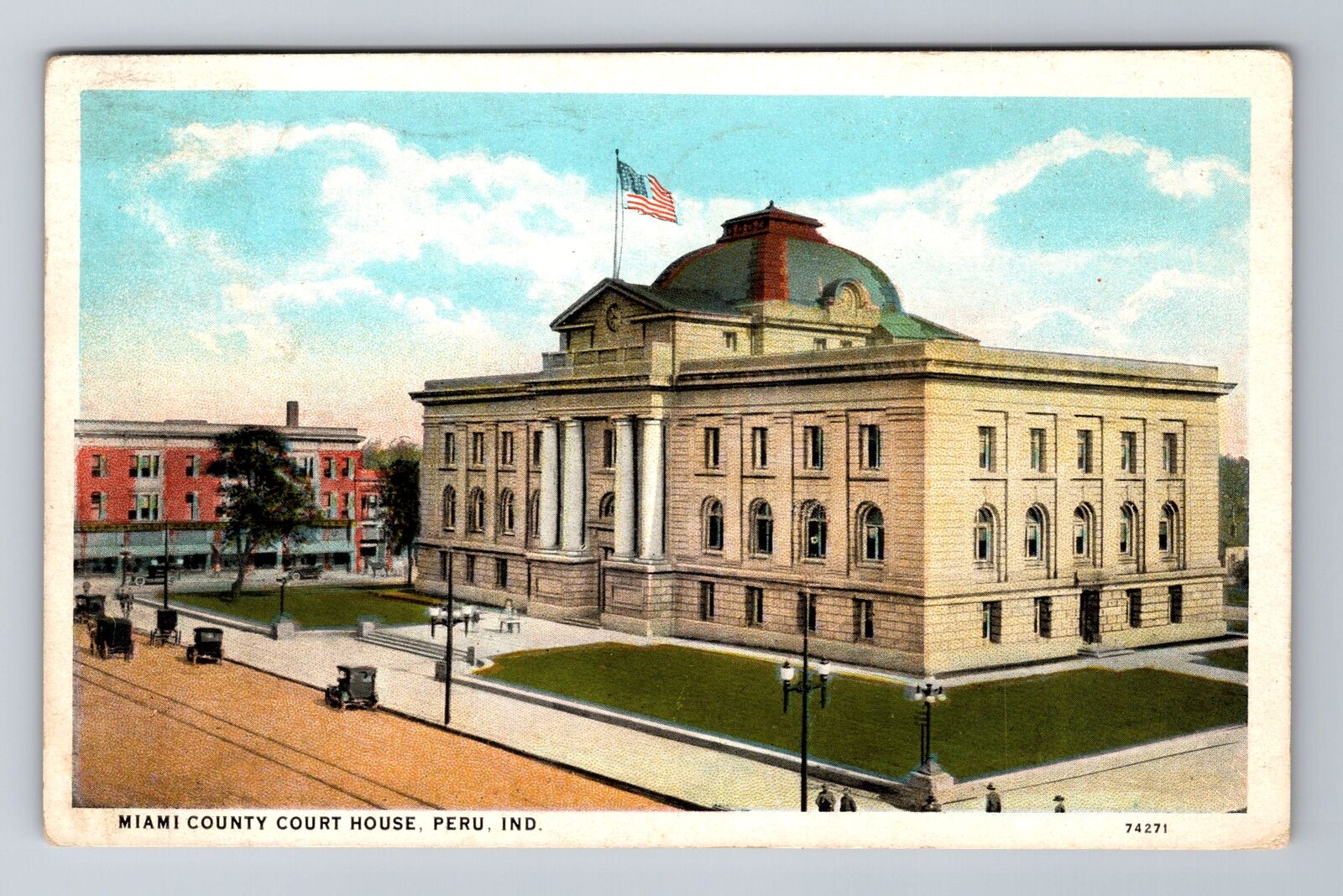 Peru IN-Indiana, Miami County Court House, c1930 Antique Vintage Postcard