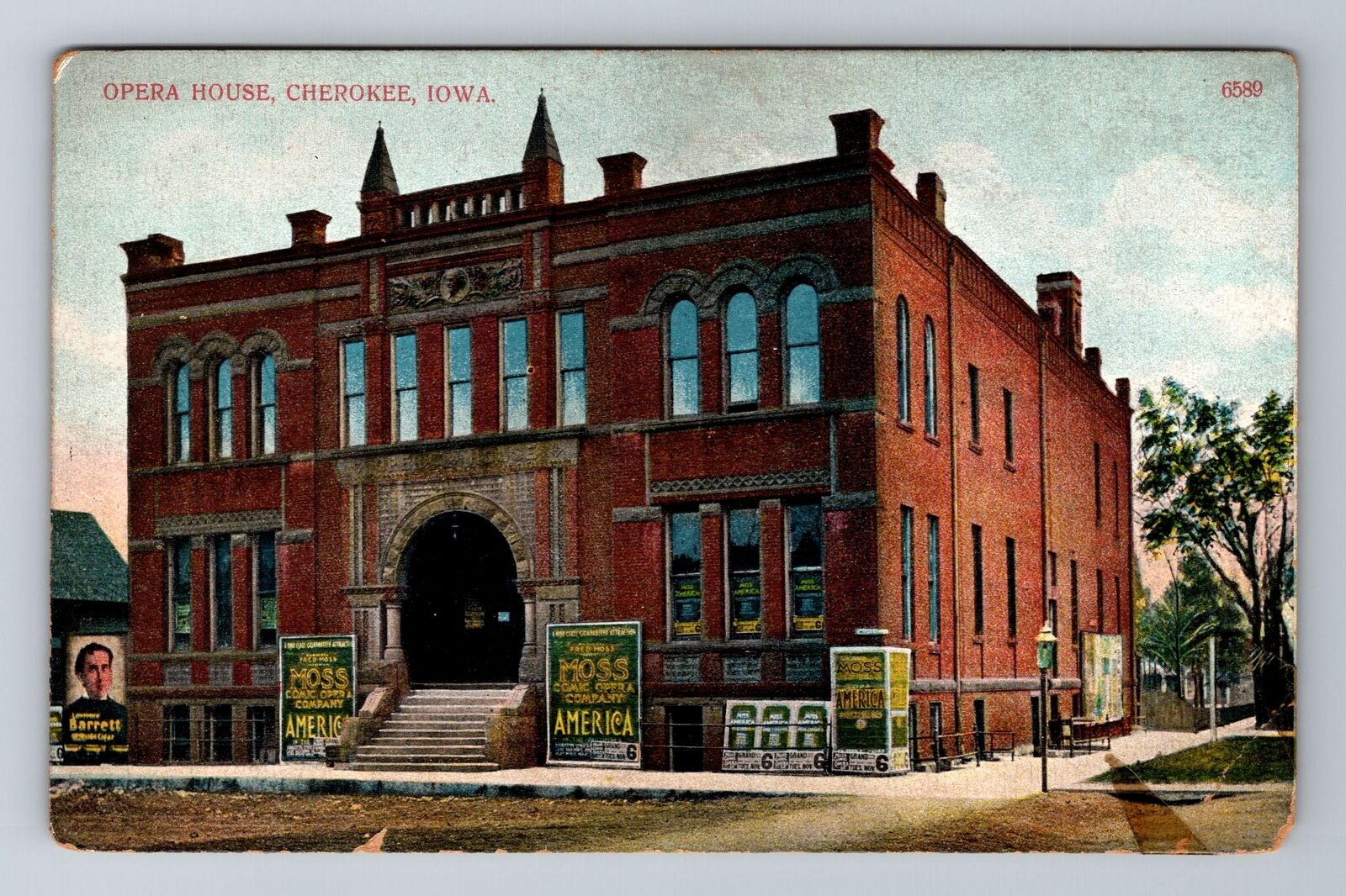 Cherokee IA-Iowa, Opera House, Antique, Vintage Souvenir Postcard
