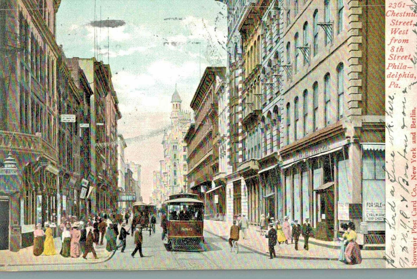 VIntage Postcard-2361. Chestnut Street west from 8th Street, Philadelphia, PA