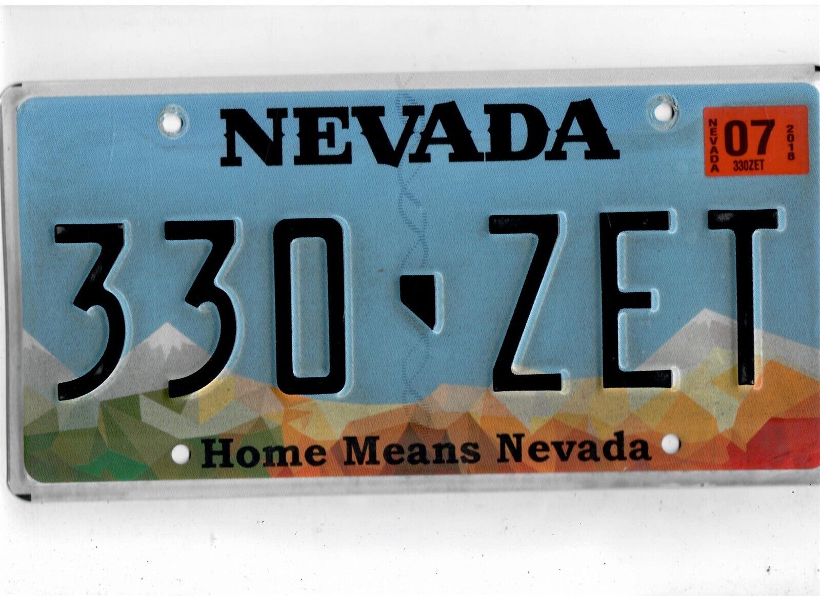 NEVADA passenger 2018 license plate \