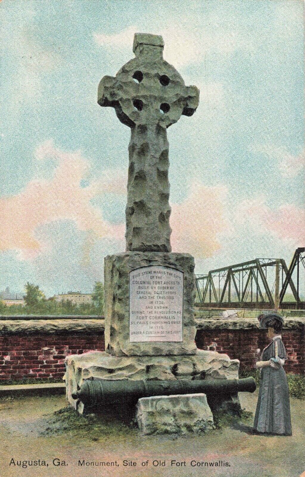 Monument Site of Old Fort Cornwallis Augusta Georgia GA c1910 Postcard