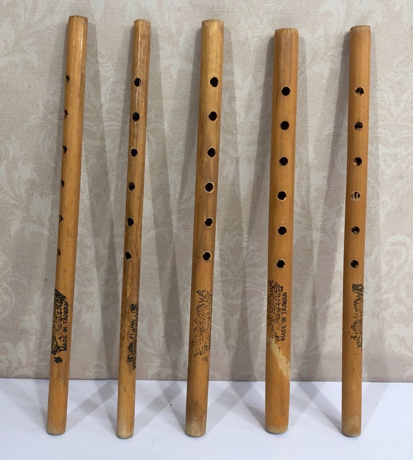 Wooden Bamboo Flutes Pipes Handmade Taiwan Five Different Cultural Ethnic
