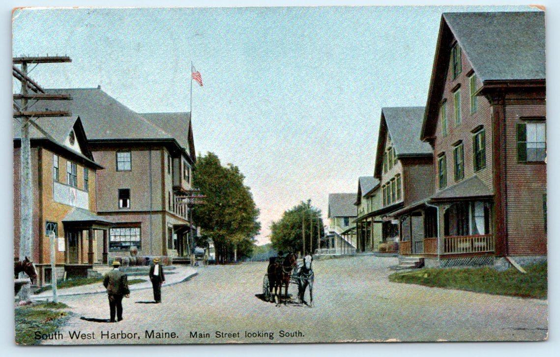 SOUTHWEST HARBOR, Maine ME ~ MAIN STREET Scene 1911 Hancock County Postcard
