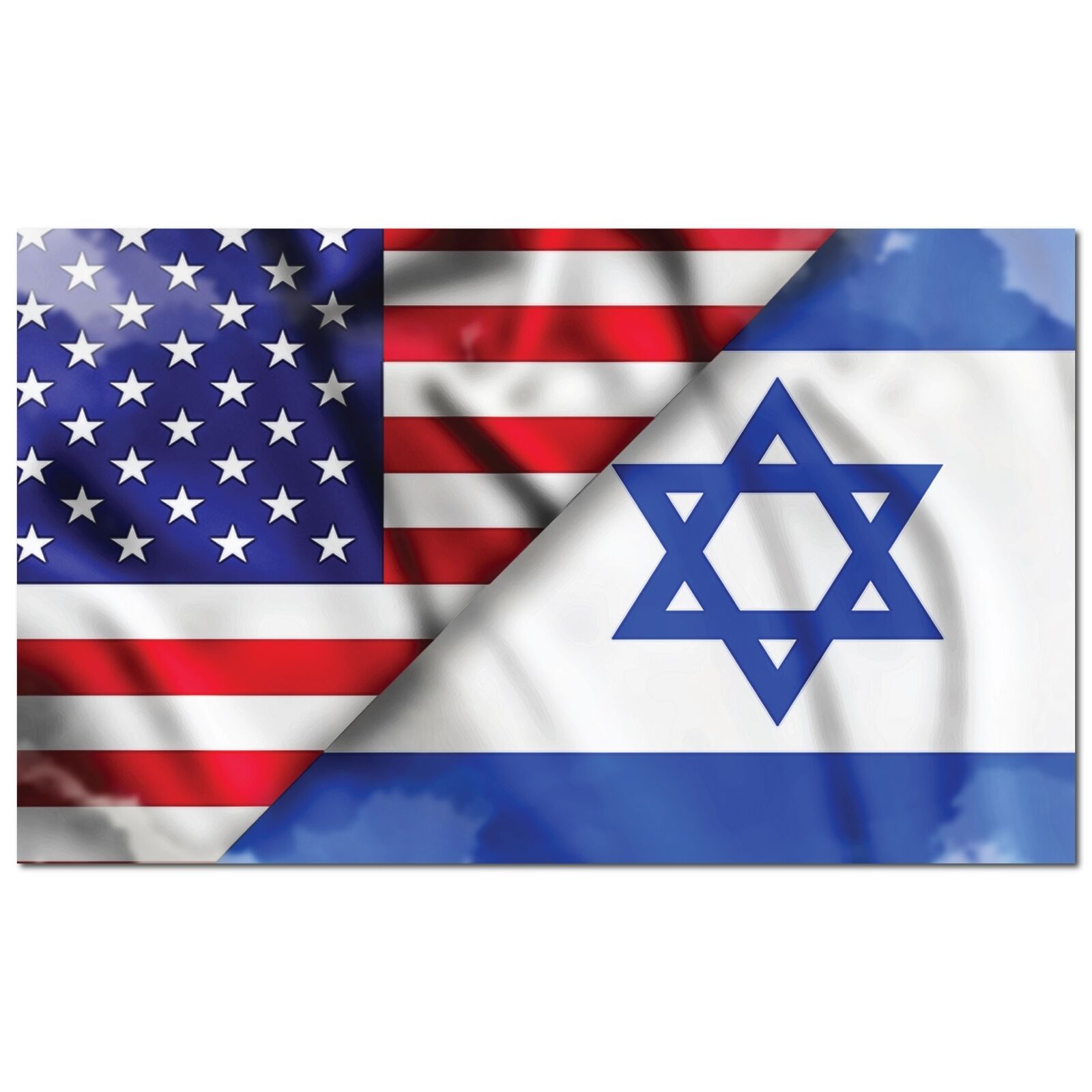 Magnet Me Up American and Israeli Flag Magnet Decal, 3x5 Inches, Blue and White