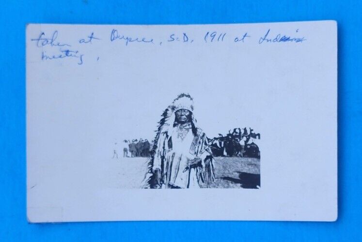 RARE 1911 Lakota Sioux Native American Dupree SD Snapshot Candid RPPC Postcard