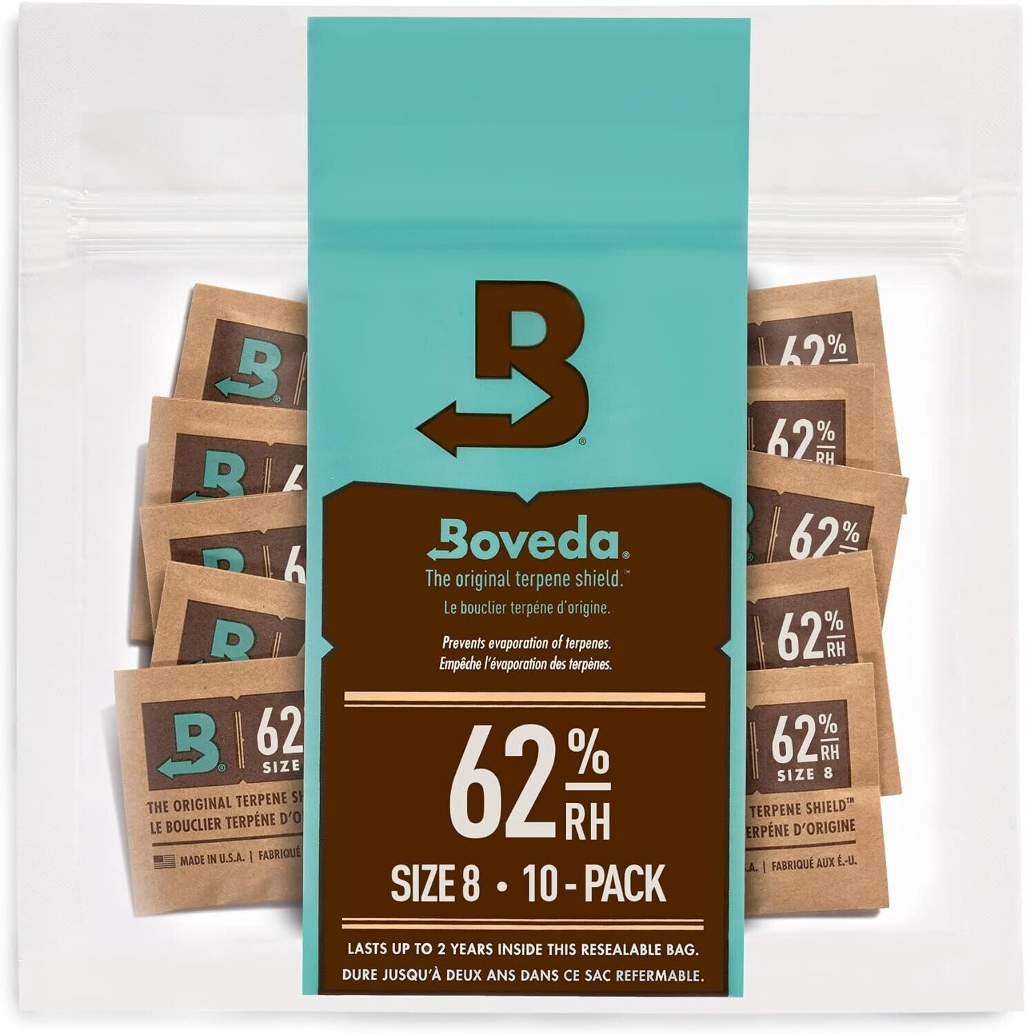 Boveda 62% RH Size 8-10 Pack Two-Way Humidity Control Packs - For Storing 1 oz