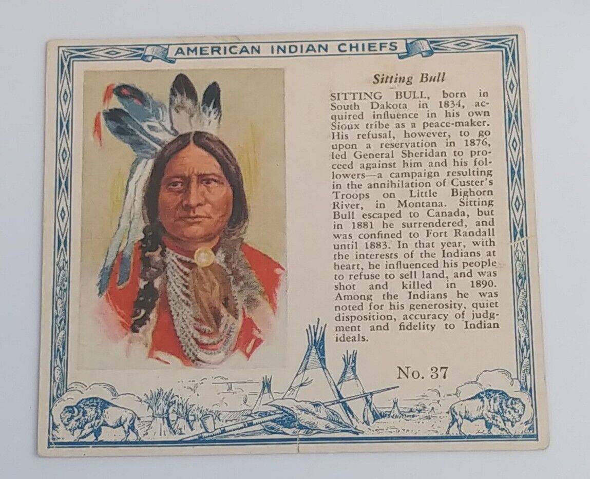 Rare 1954 American Indian Chiefs Set # 37 Red Man Chewing Tobacco Sitting Bull