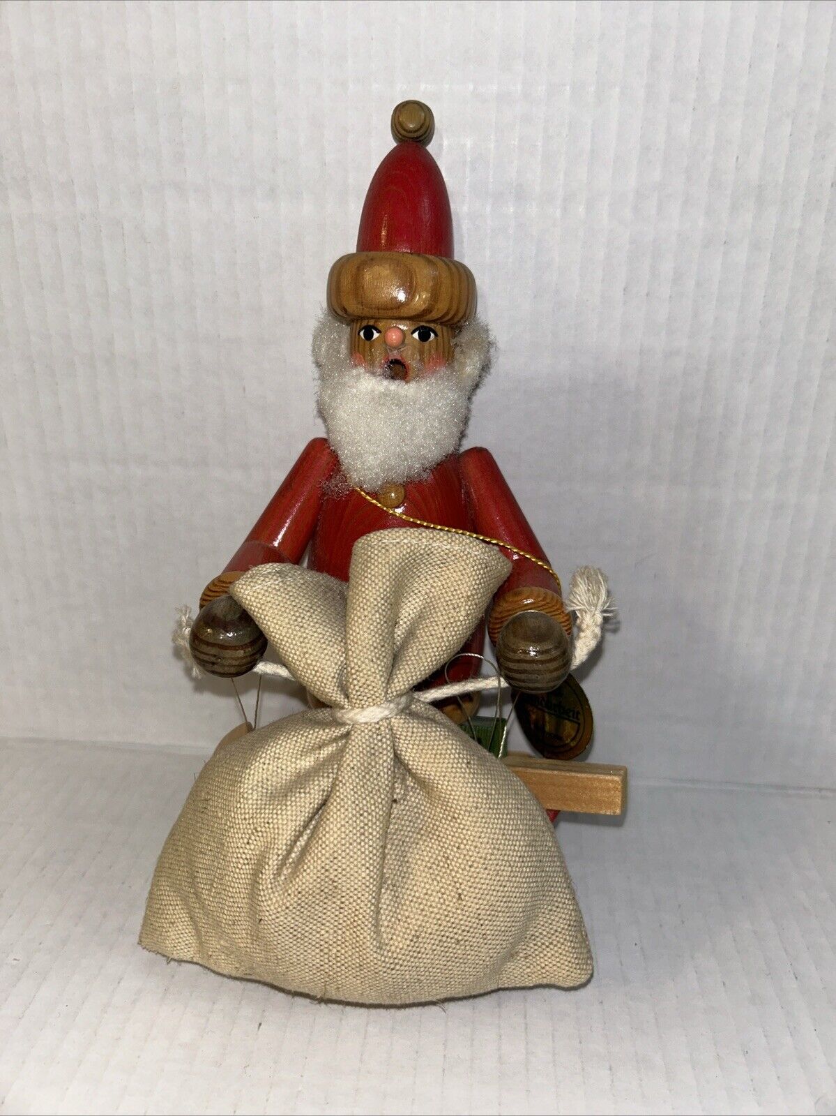 Erzgebirge German Wood Incense Burner Santa with Toys & Bag With Tag