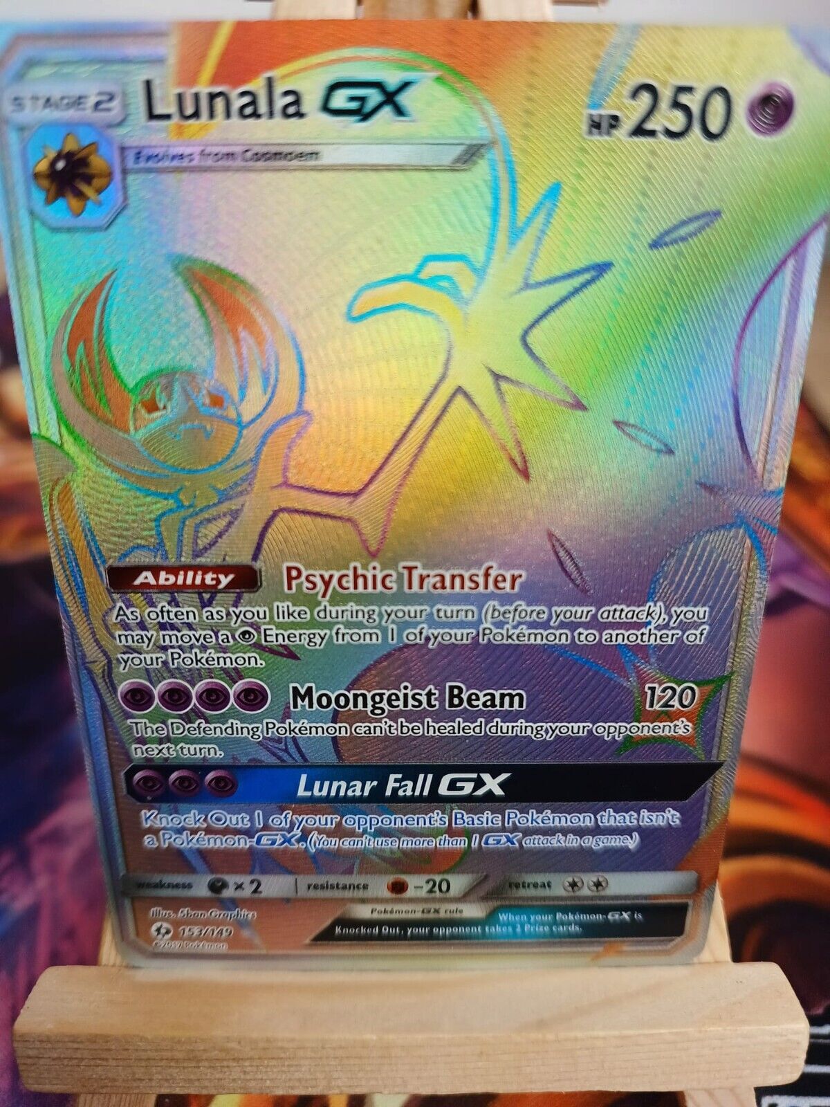 Lunala GX 153/149 Rainbow IN NM Pokemon