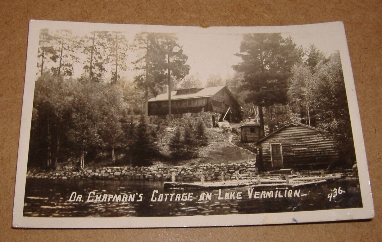 c1945 Dr Chapman\'s Cottage On Lake Vermilion Minnesota RPPC MN
