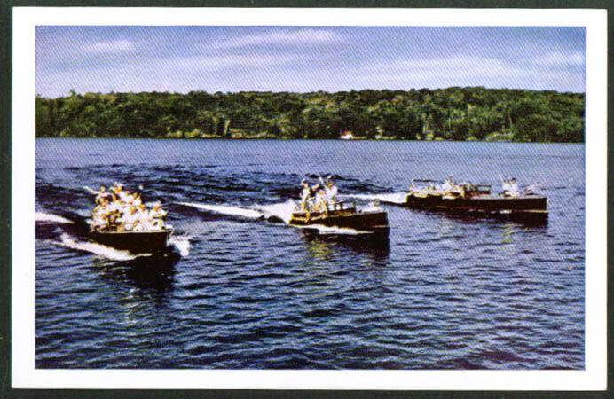 Three motorboats Ontario Island Toronto ON postcard 1950s
