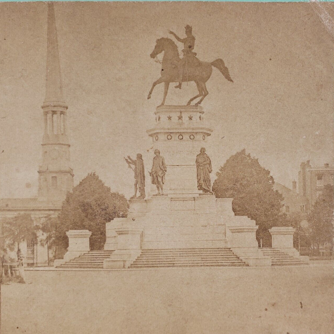 George Washington Equestrian Statue Stereoview c1877 Richmond Virginia VA B823