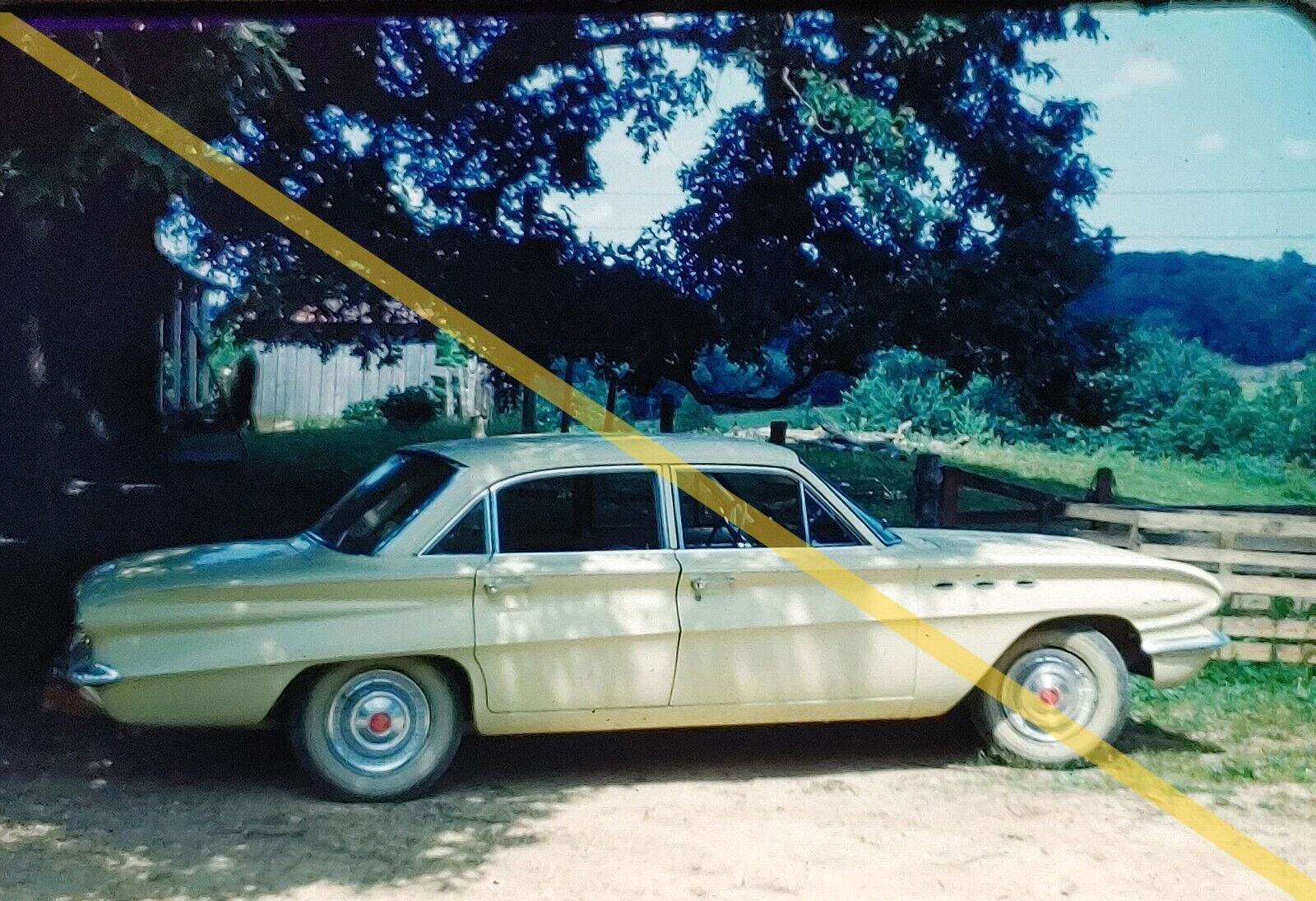 Vintage 1963 35mm Slide 1961 Buick Special Sedan on Farm #21991