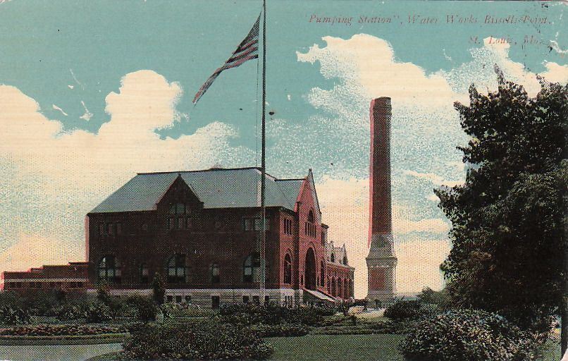  Postcard Pumping Station Water Works Bissells Point St Louis MO