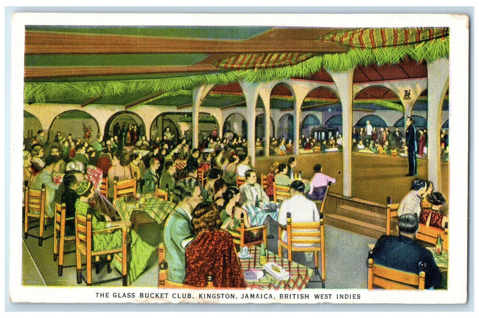 c1940's The Glass Bucket Club Kingston Jamaica British West Indies Postcard
