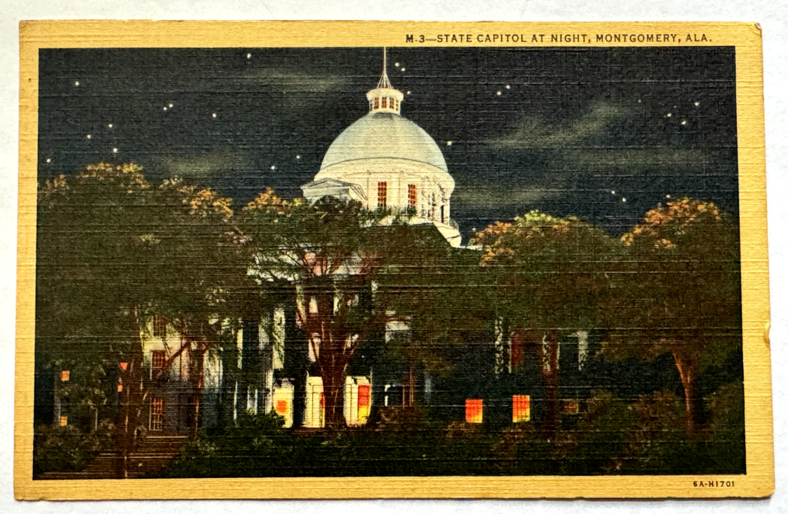 State Capitol Building at Night Montgomery Alabama AL Vintage 1946 Postcard