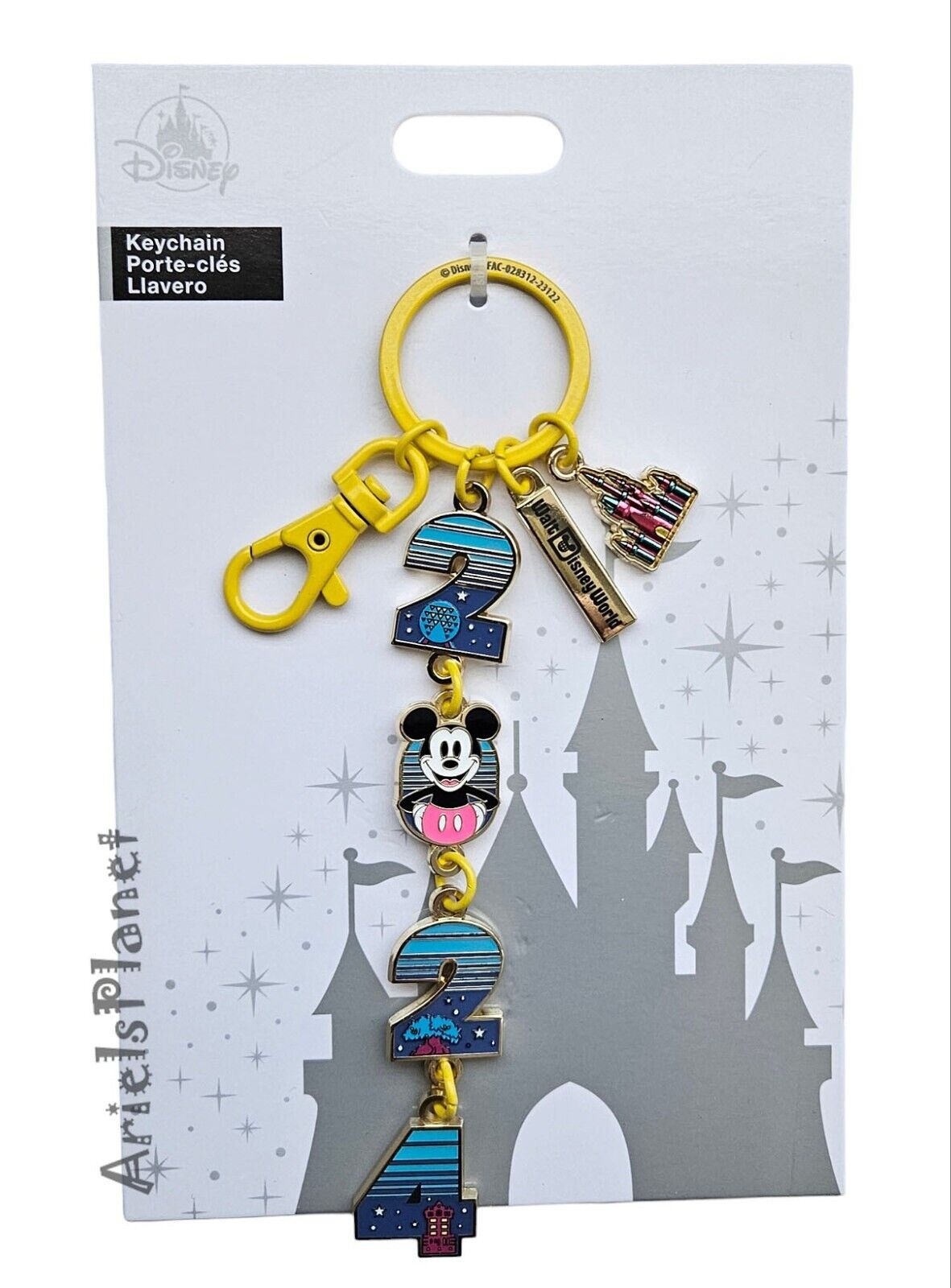 Disney Parks Mickey Mouse Four Parks Year 2024 Metal Keychain Bag Charm