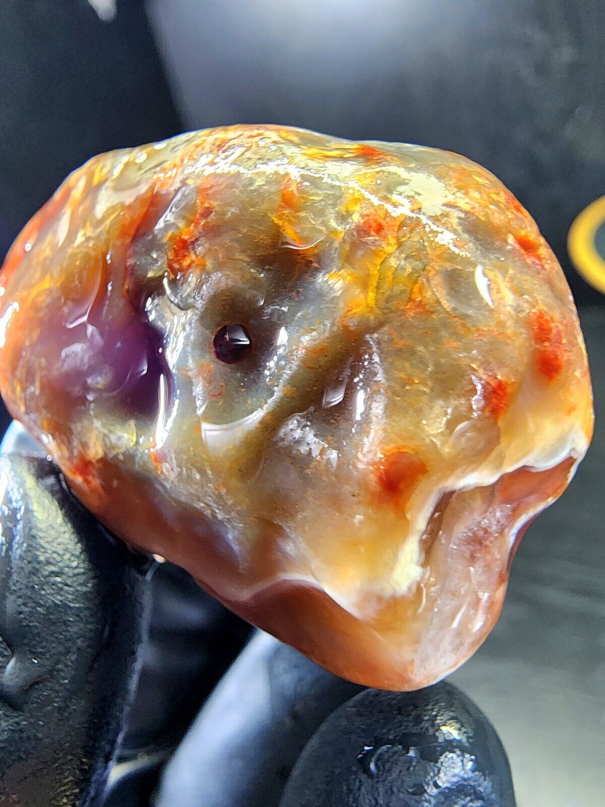 Purple Dendritic Lake Superior Eye Agate Nodule In Tri Color Chalcedony 2.3oz