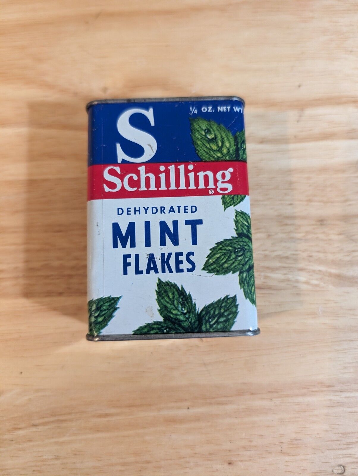 Vtg Schilling dehydrated mint Flakes Metal Tin Very Collectable Pre Owned