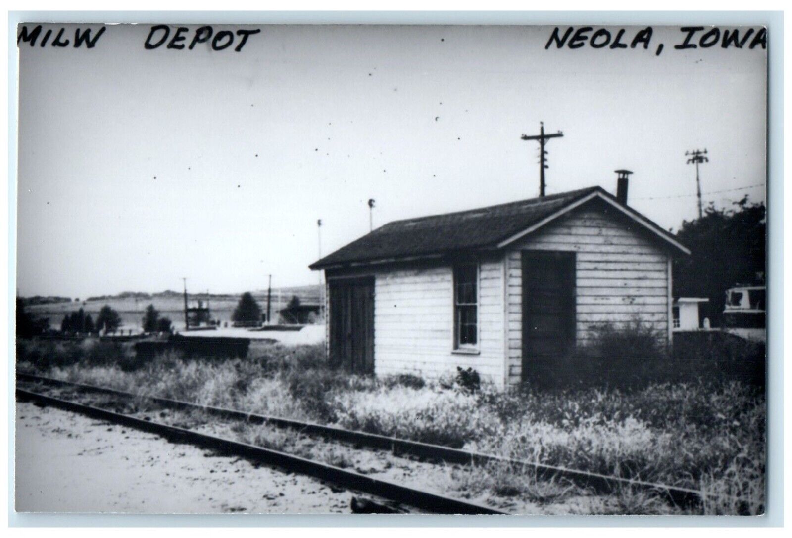 c1960\'s MILW Neola Iowa Vintage Railroad Train Depot Station RPPC Photo Postcard