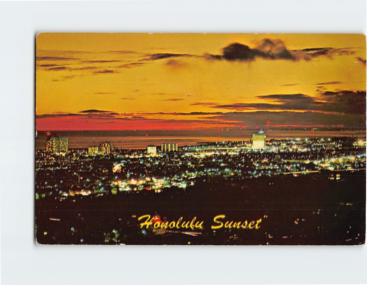 Postcard Honolulu Sunset Hawaiian Islands USA