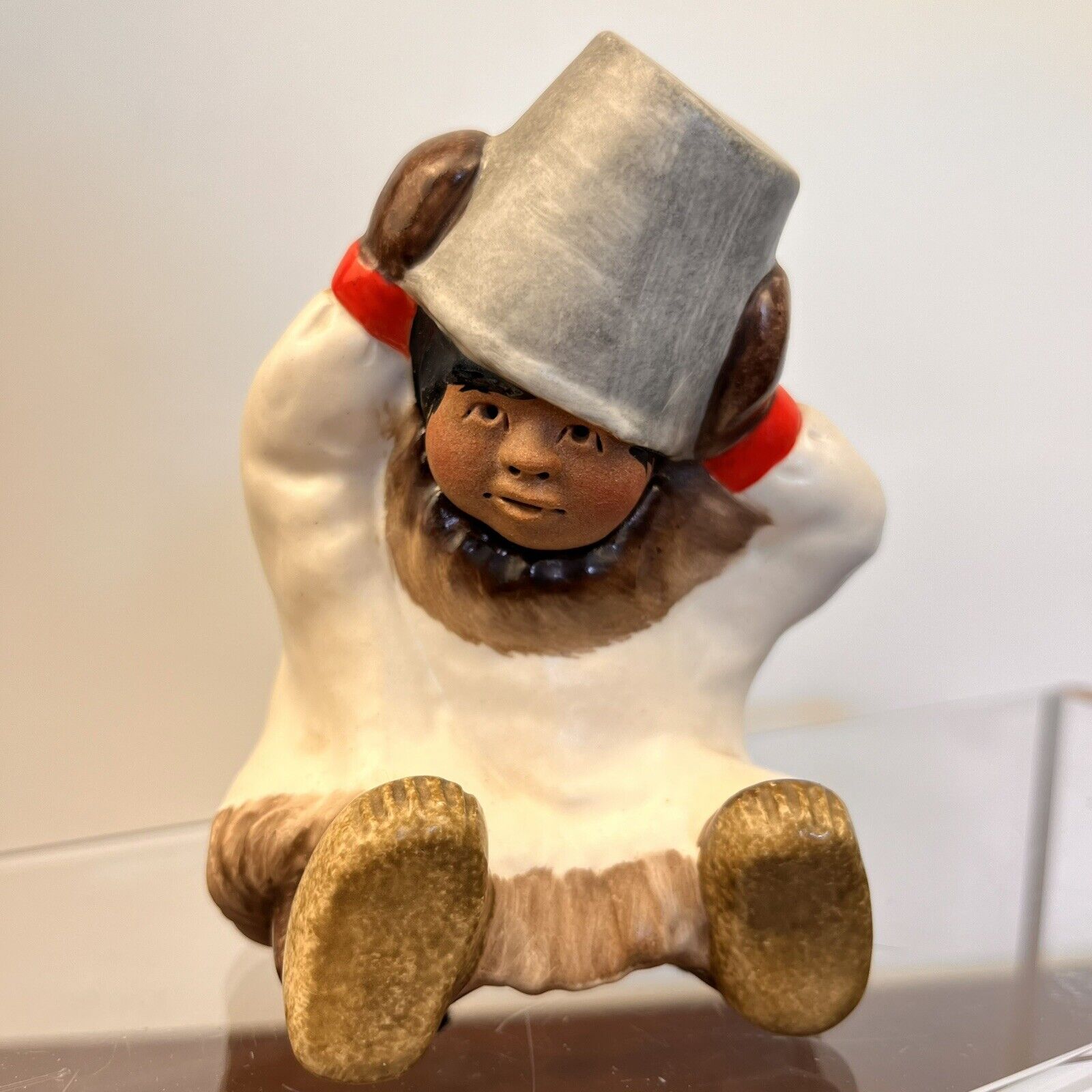 Vintage C. ALAN JOHNSON Figurine Inuit “Eskimo” BOY w/ BUCKET  AHTOON 1962