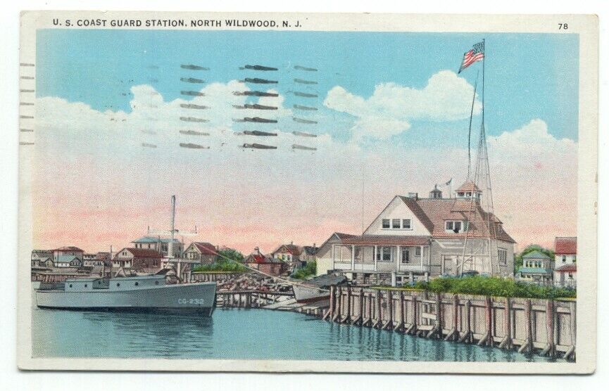 North Wildwood NJ U.S. Coast Guard Station 1930s Postcard New Jersey