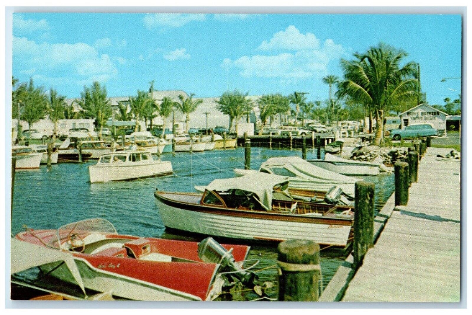 c1960 Briny Breeze Yacht Basin Delray Beach Florida FL Antique Unposted Postcard