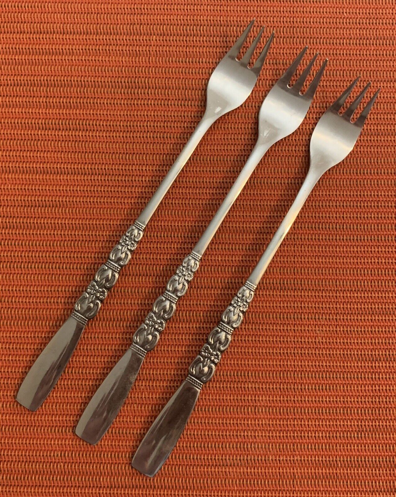 Oneida Northland Stainless REBECCA Pattern Glossy COCKTAIL FORKS 6-1/8” Set of 3