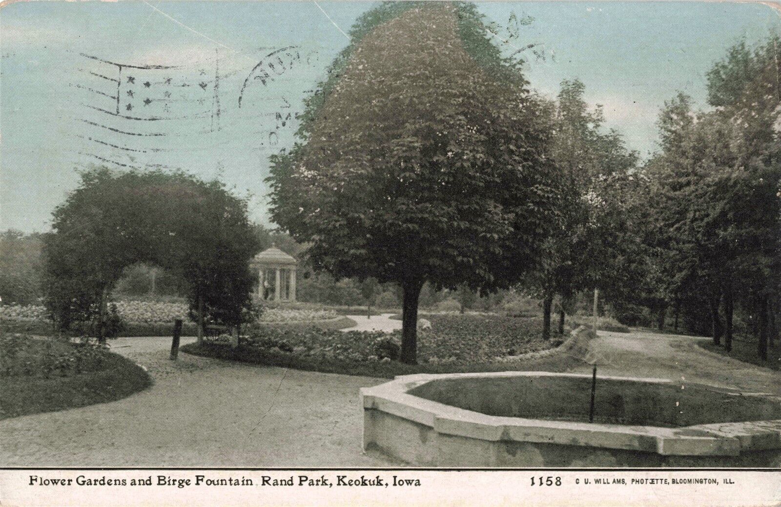 Rand Park Keokuk IA Iowa Flower Garden w/ Fountain c.1909 Postcard D144